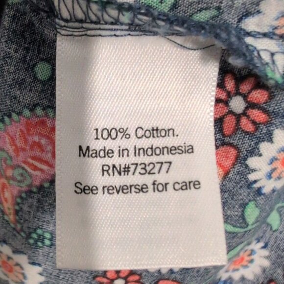 Croft & Barrow Floral Paisley Shirt Womens Size XL Blue Lightweight V Neck - Picture 5 of 7